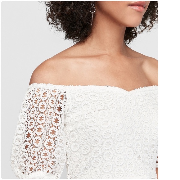 Express Off The Shoulder Crochet Lace Midi Dress - Picture 2 of 2